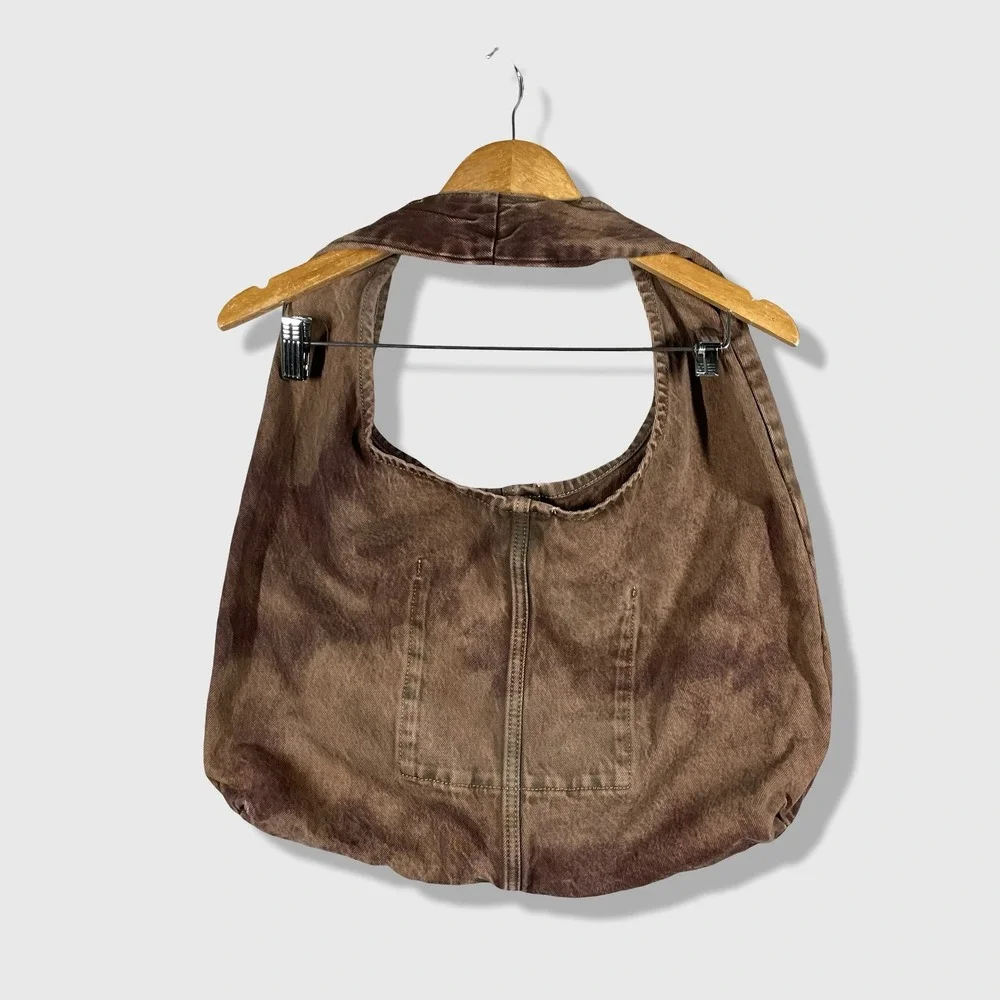 Levi's Big E Hobo Bag Women Large Brown Acid Wash Denim Boho Grunge